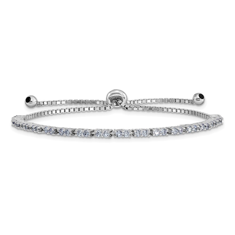 925 Sterling Silver June Lavender Cz Adjustable Bracelet